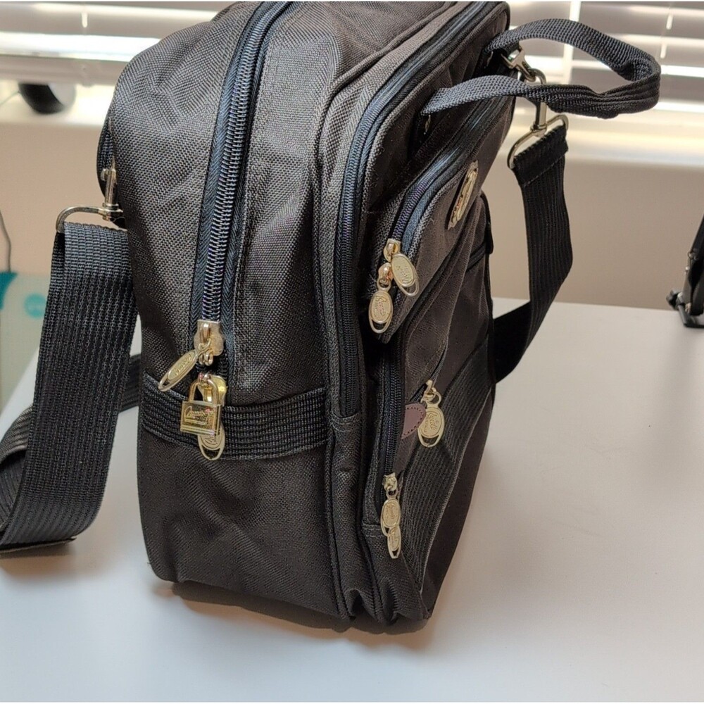 Ricardo Beverly Hills Big Sur Messenger Bag Black Nylon Locking Compartments - Picture 6 of 10